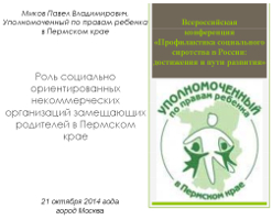 Роль социально ориентированных некоммерческих организаций замещающих родителей в Пермском крае